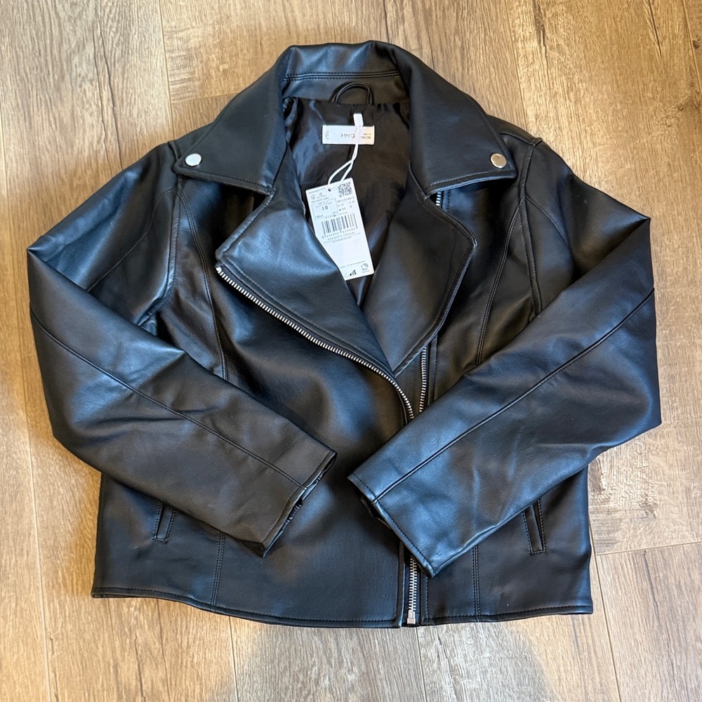 Mango kids faux leather moto jacket